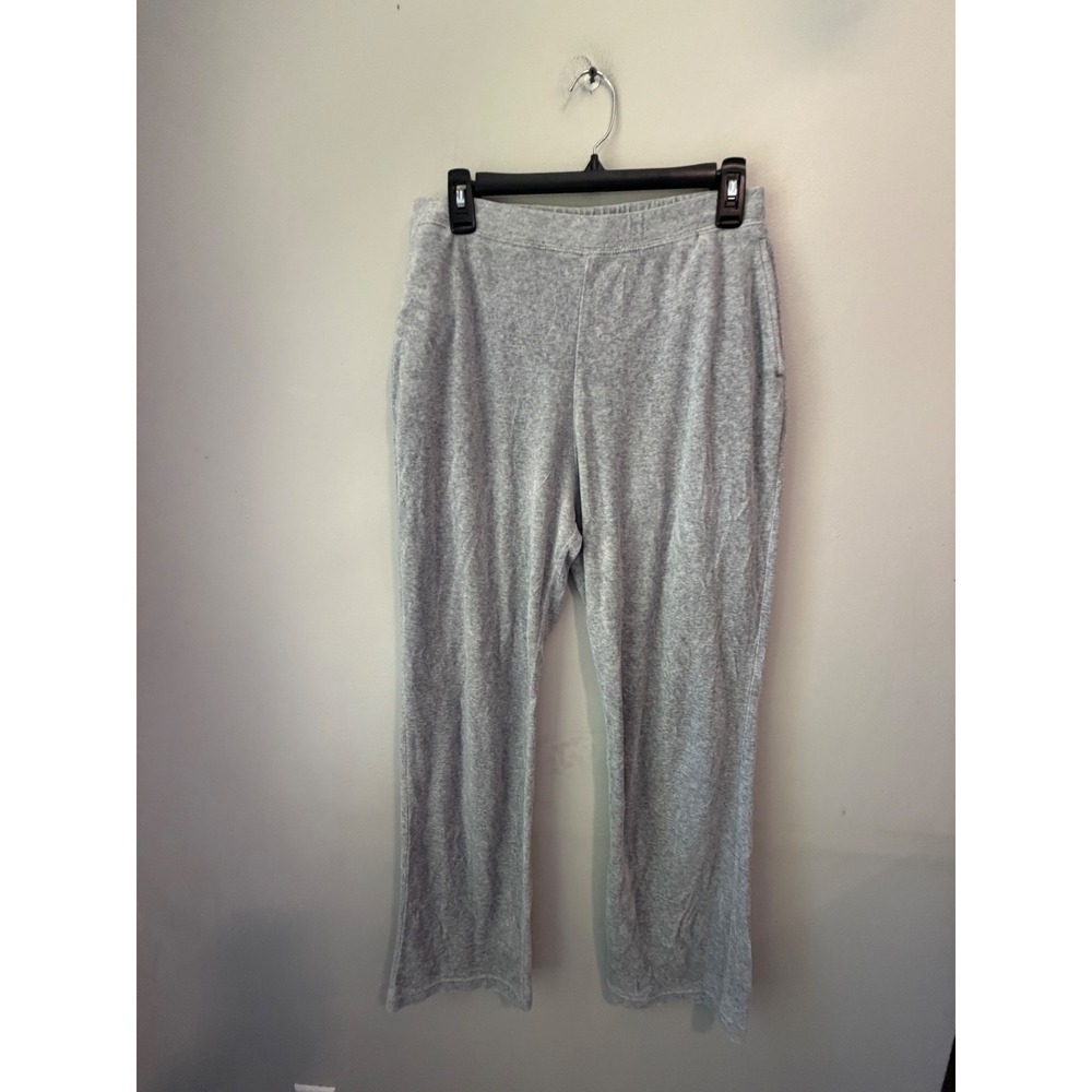Kim Rogers Gray Velour Lounge Pants Womens Small Elastic Waist Straight Leg